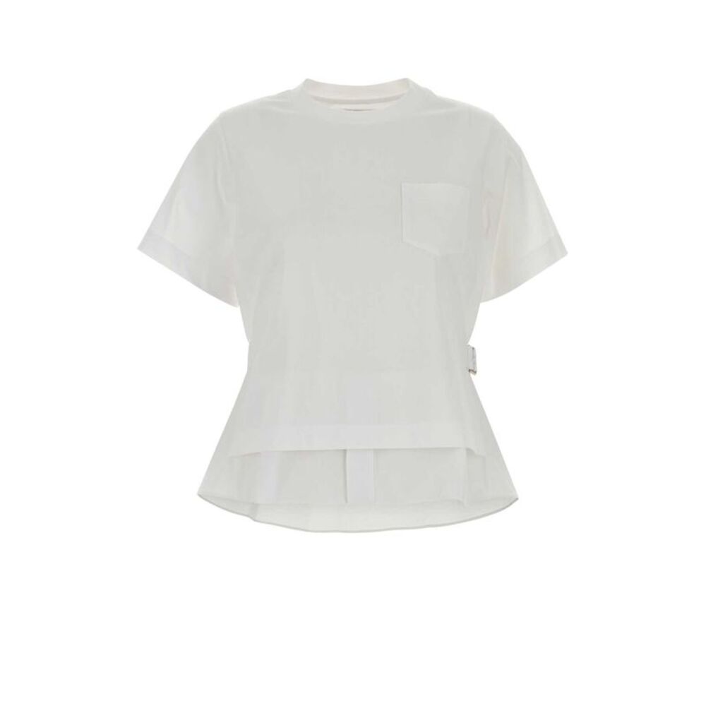 Sacai Women White Cotton T-Shirt